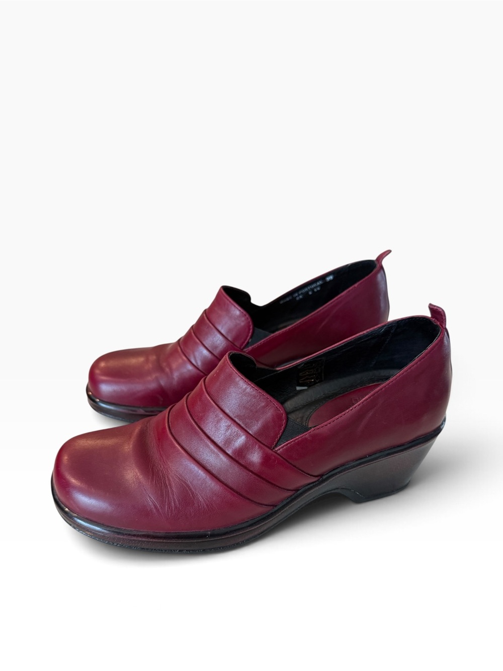 Dansko Burgundy Leather Slip-On Wedge Loafers EU 39 Made in Portugal